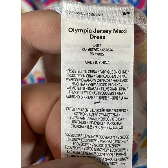 Boden Dress Womens 10 Blue Multicolor Olympia Jersey Maxi Paisley V-Neck D1155 - Picture 6 of 9